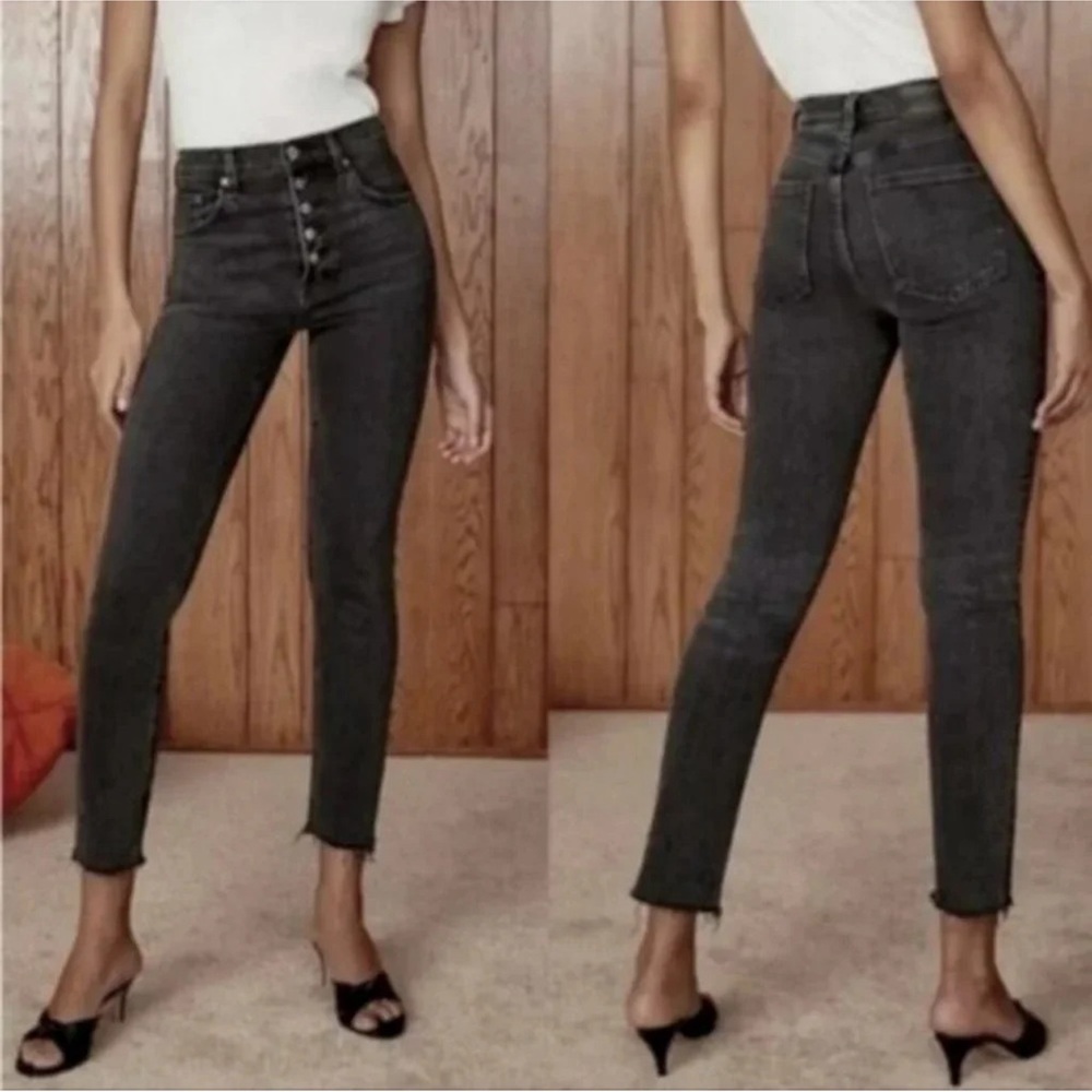Aritzia Denim Forum The Yoko High Rise Slim Ankle Frayed Jean Size 25